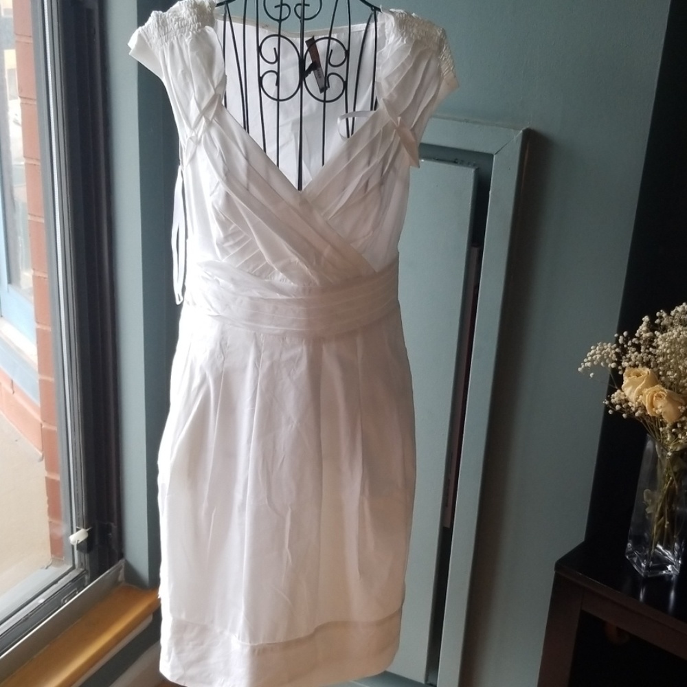 Bcbgmaxazria white cotton dress